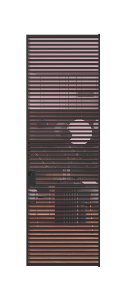 Алюминиевая дверь АЛПЛ040.07 Алюминий Черный Прозрачное розовое стекло, триплекс Цена 186370  | Volhovec