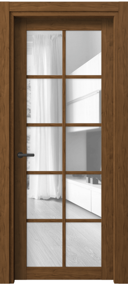 Межкомнатная дверь Нео 2106 Лесной орех Прозрачное стекло, триплекс Цена 33419 ₽ | Volhovec
