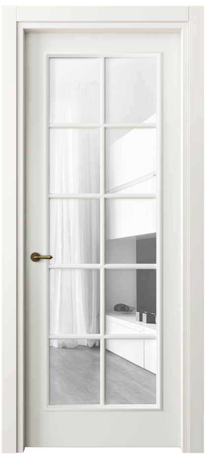 Межкомнатная дверь Париж 8102 Матовый жемчужный Прозрачное стекло Цена 76999 ₽| Volhovec