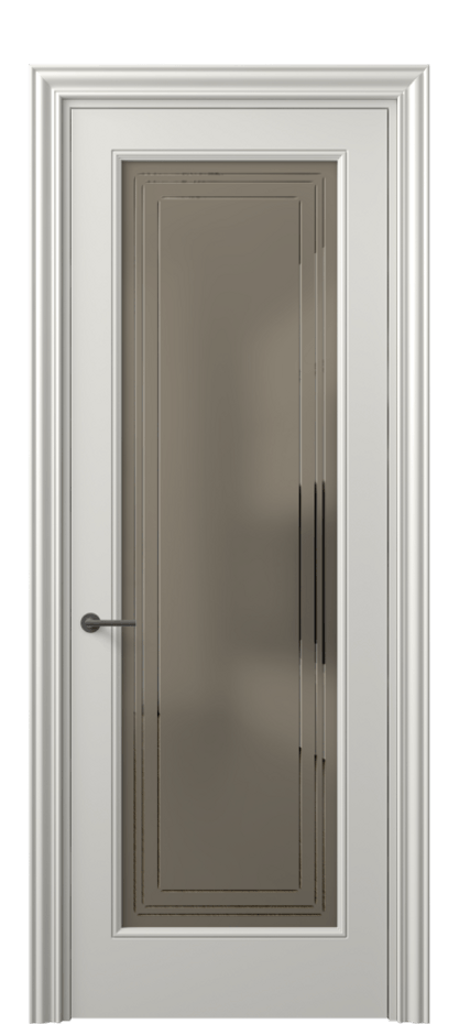 Межкомнатная дверь Маскот 8400 Матовый серый Сатинированное бронзовое стекло с гравировкой "Грани", триплекс Цена 82499 ₽ | Volhovec