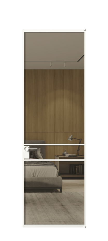 Алюминиевая дверь АЛПЛ040.02 Алюминий Белый Рефлективное бронзовое стекло "Стопсол", калёное Цена 126530  | Volhovec