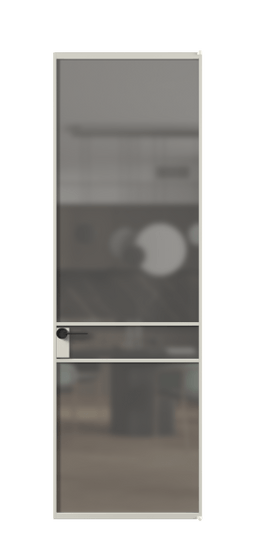 Дверь межкомнатная АЛПЛ040.02 АТСР Серый сатин триплекс. Цвет Алюминий тёплый серый. Материал Алюминий в эмали. Коллекция Формато. Картинка.