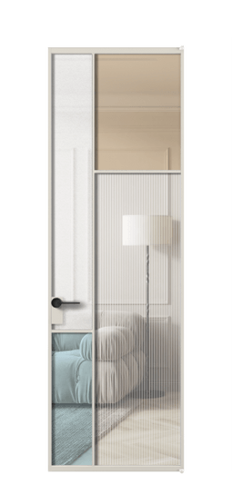 Дверь межкомнатная АЛПЛ041.11 АОС 4 стекла. Цвет Алюминий облачно-серый. Материал Алюминий в эмали. Коллекция Мозаик. Картинка.