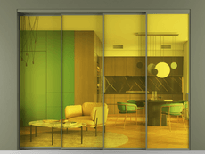 Перегородка Формато внутри проёма 4 створки с синхронным механизмом