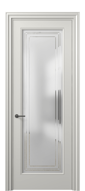 Дверь межкомнатная 8400 МСР Сатинированное стекло с гравировкой Маскот. Цвет Матовый серый. Материал Гладкая эмаль. Коллекция Маскот. Картинка.
