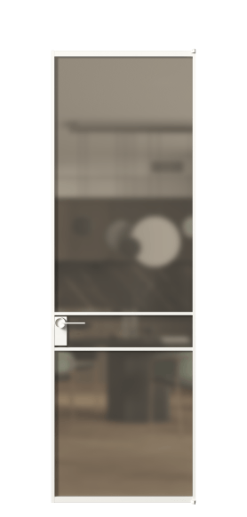 Дверь межкомнатная АЛПЛ040.02 Бронза сатин триплекс БЕЛ. Цвет Алюминий Белый. Материал Алюминий. Коллекция Формато. Картинка.
